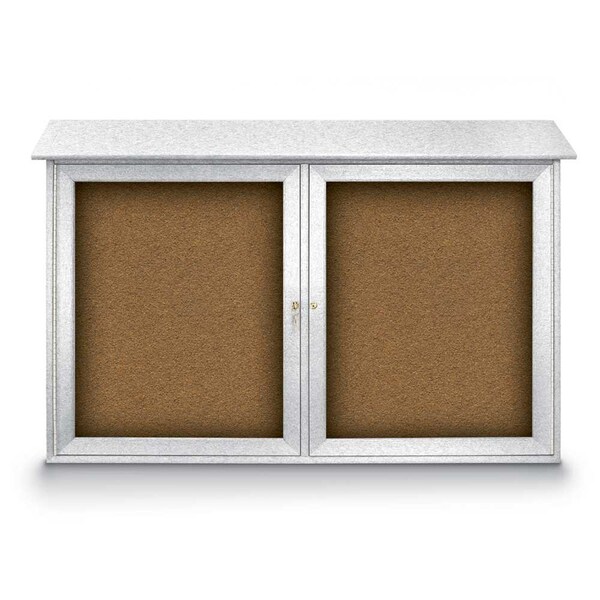 United Visual Products Indoor Enclosed Combo Board, 48"x36", Bronze Frame/Blue & Cork UVCB4836BZ-BLUE-CORK - main